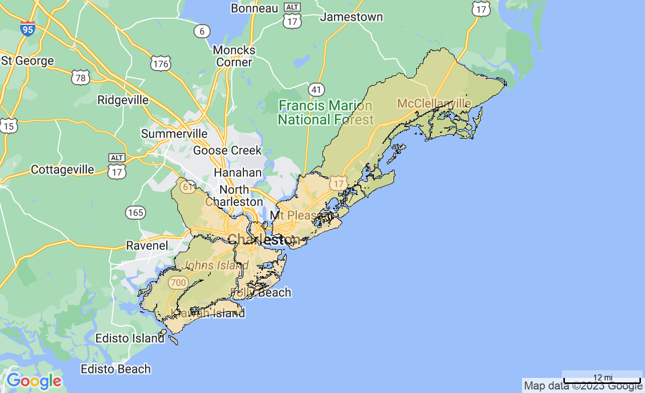 map of the charleton mount pleasant FirstLight Home Care Territory