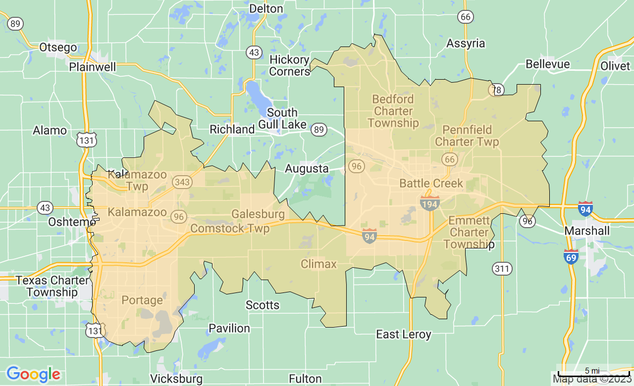 Map of the Kalamazoo, MI area