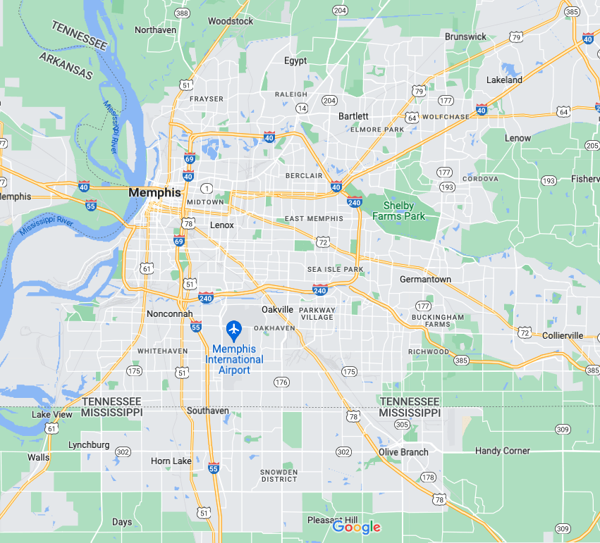 Map of memphis area